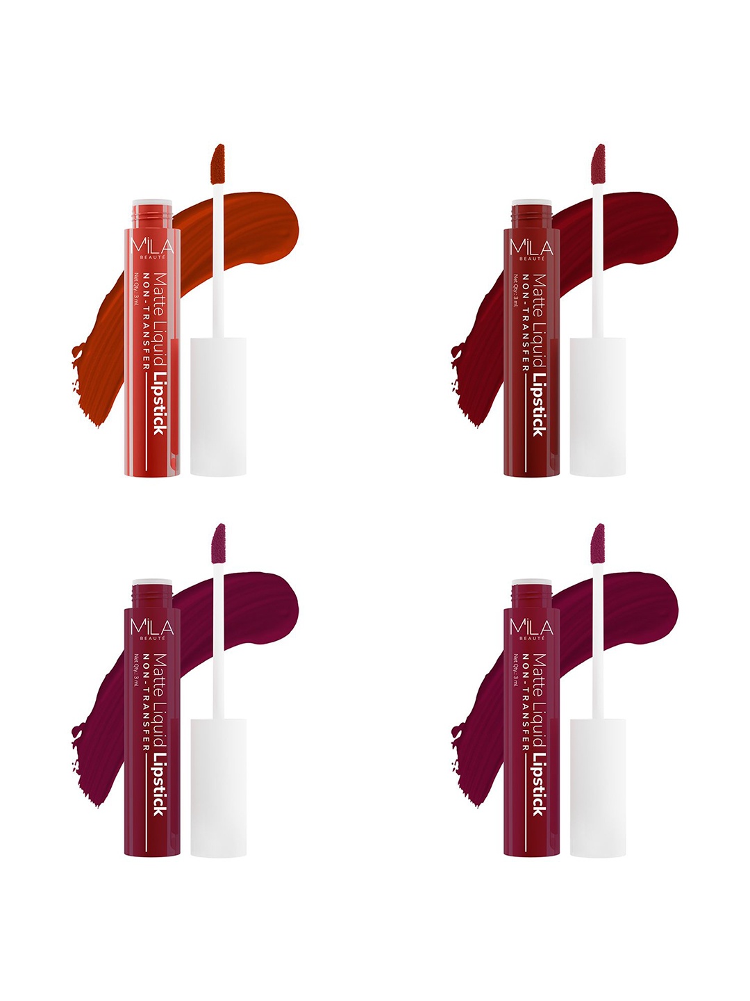 MILA BEAUTE Set Of Lipstick- 3 ml Each- Ooh Lala, Light My Fire, Spell Bound, Devotion, Red
MILA BEAUTE Set Of Lipstick- 3 ml Each- Ooh Lala, Light My Fire, Spell Bound, Devotion, Red