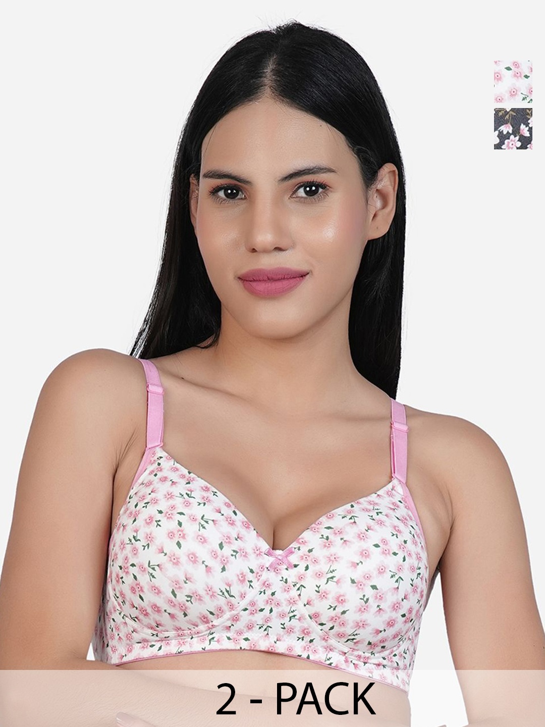 SHYAM SONS FLAIR Women Pack of 2 Floral Printed Full Coverage Lightly Padded T-shirt Bra, Pink
SHYAM SONS FLAIR Women Pack of 2 Floral Printed Full Coverage Lightly Padded T-shirt Bra, Pink