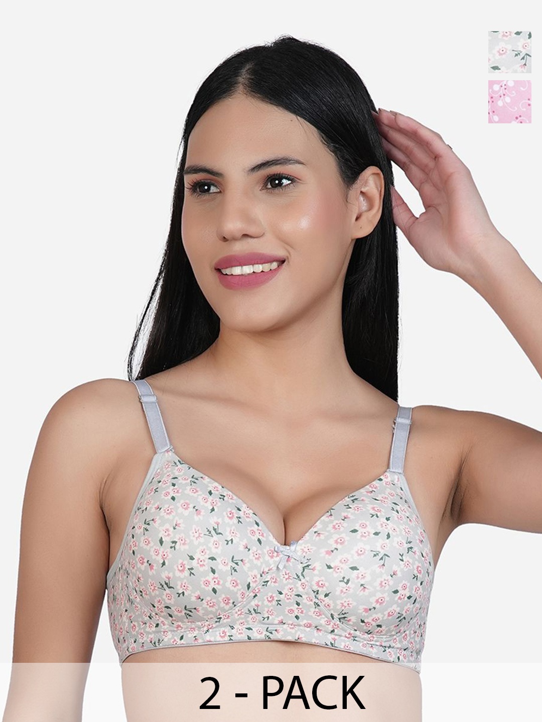 SHYAM SONS FLAIR Pack Of 2 Floral Printed Full Coverage Lightly Padded T-shirt Bra, Pink
SHYAM SONS FLAIR Pack Of 2 Floral Printed Full Coverage Lightly Padded T-shirt Bra, Pink