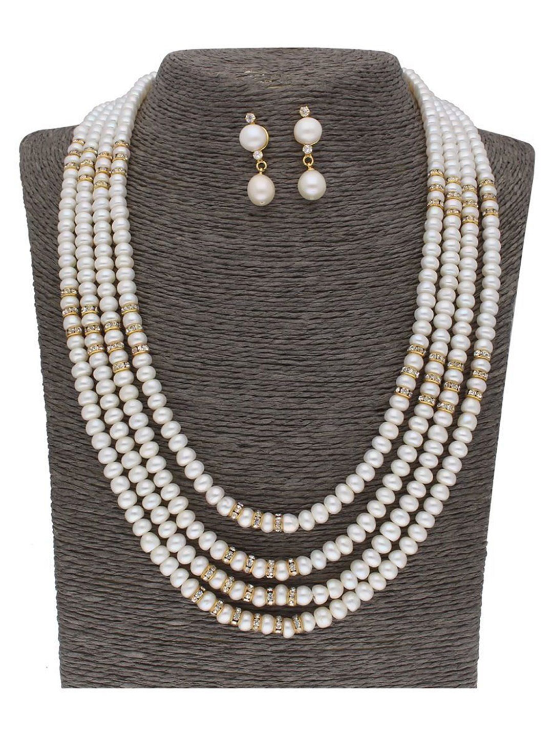 Sri Jagdamba Pearls Dealer Gold-Plated Cubic Zirconia-Studded & Pearl Beaded Jewellery Set
Sri Jagdamba Pearls Dealer Gold-Plated Cubic Zirconia-Studded & Pearl Beaded Jewellery Set