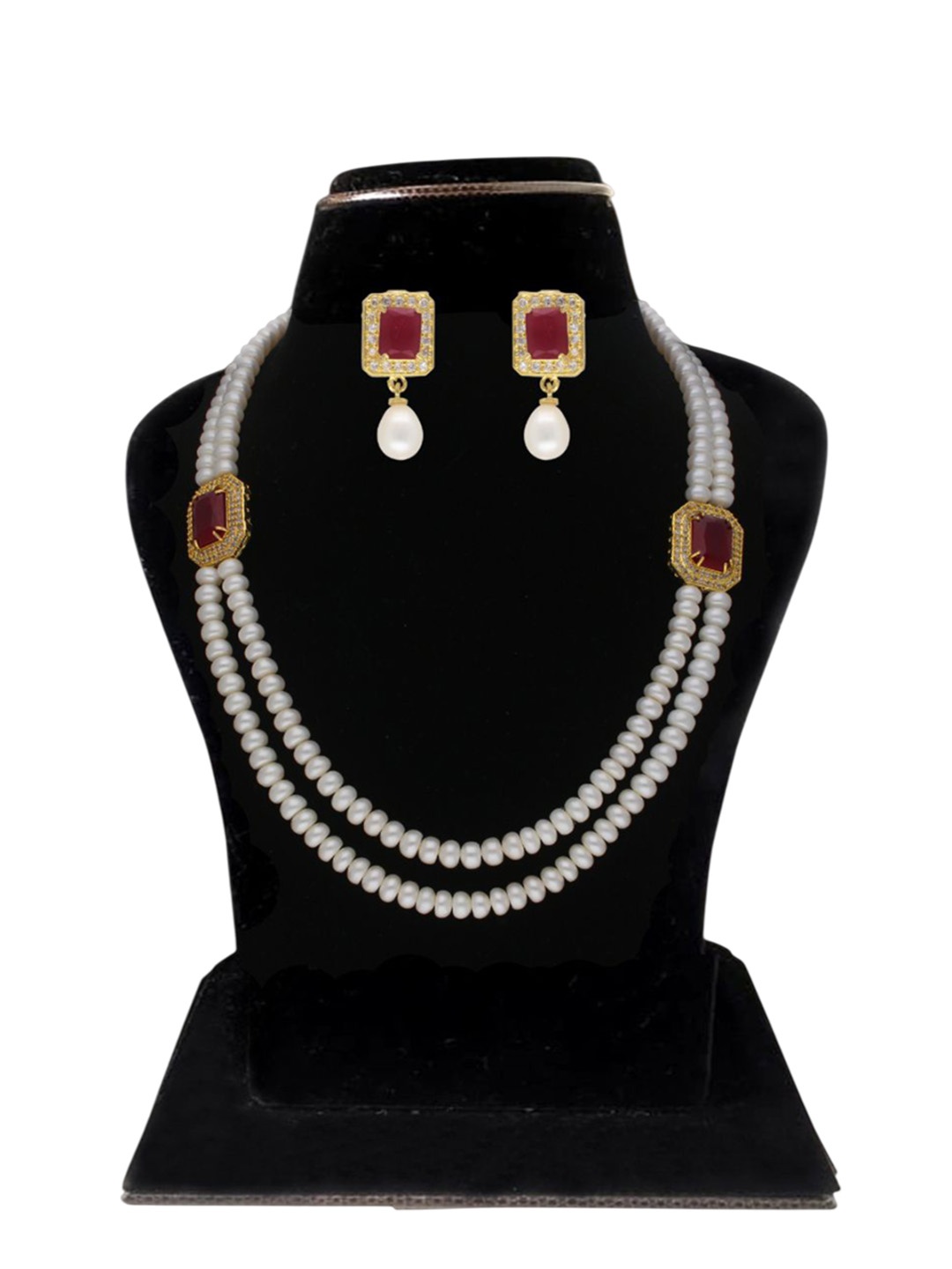 Sri Jagdamba Pearls Dealer Gold Plated Stone Studded & Pearls Beaded Layered Jewellery Set
Sri Jagdamba Pearls Dealer Gold Plated Stone Studded & Pearls Beaded Layered Jewellery Set