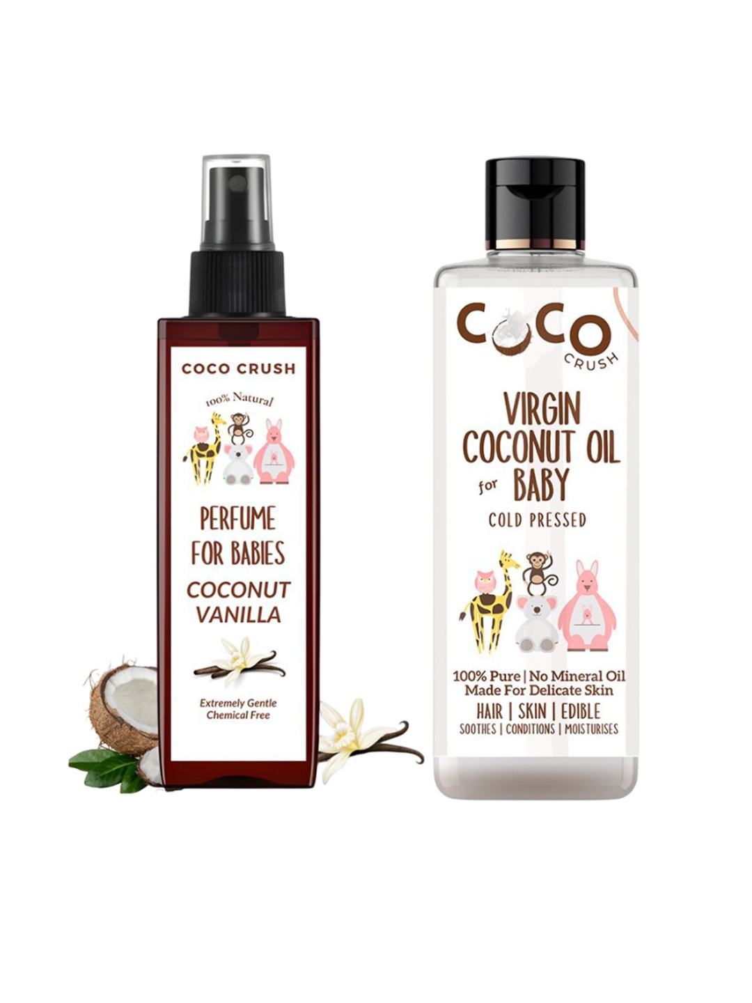 Coco Crush Set Of 2 Natural & Virgin Coconut Oil 200ml & Gentle Perfume For Babies- 50 ml, Transparent
Coco Crush Set Of 2 Natural & Virgin Coconut Oil 200ml & Gentle Perfume For Babies- 50 ml, Transparent