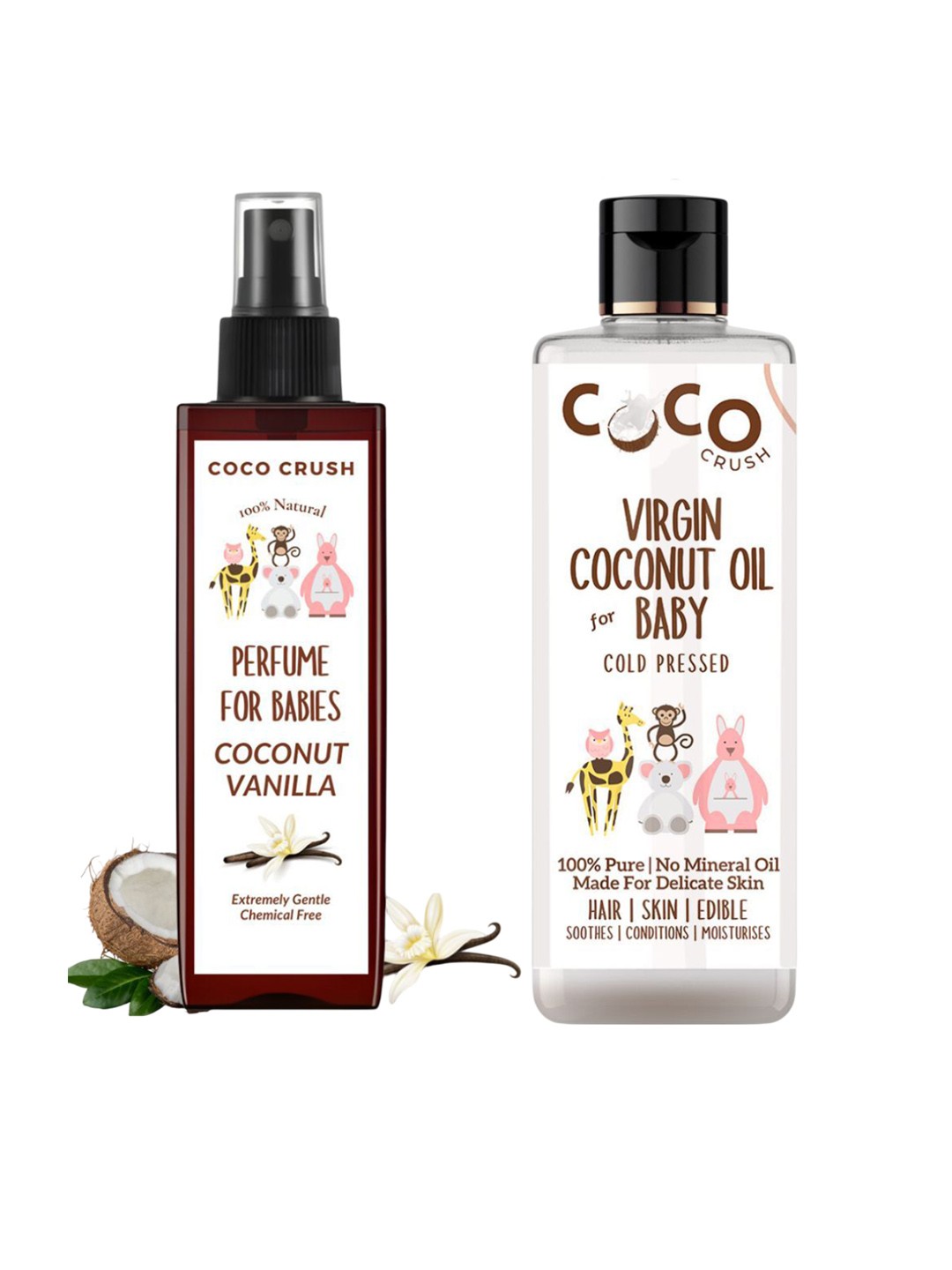 Coco Crush Set Of 2 Natural & Virgin Coconut Oil 200ml & Gentle Perfume For Babies- 100 ml, Transparent
Coco Crush Set Of 2 Natural & Virgin Coconut Oil 200ml & Gentle Perfume For Babies- 100 ml, Transparent