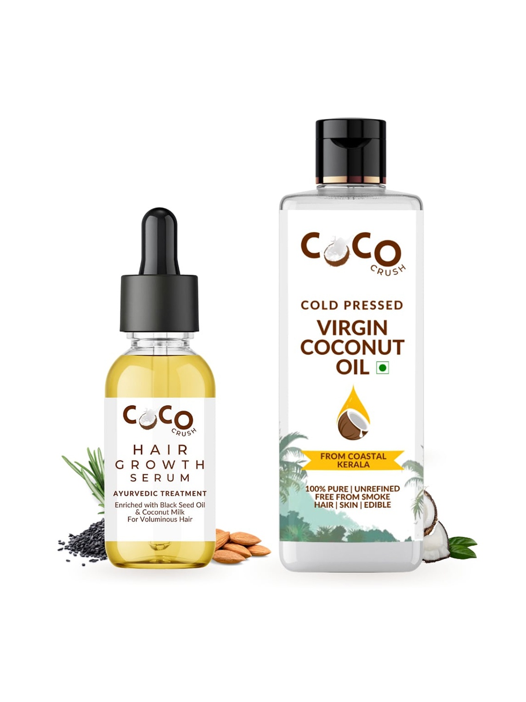 Coco Crush Set Of 2 Cold Pressed Virgin Coconut Oil & Leave In Hair Repair Serum, Transparent
Coco Crush Set Of 2 Cold Pressed Virgin Coconut Oil & Leave In Hair Repair Serum, Transparent