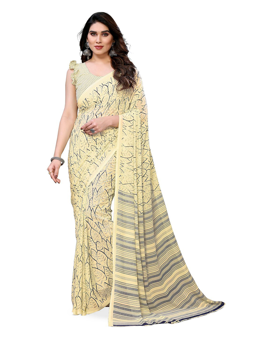 Moda Rapido Floral Printed Saree With Blouse Piece, Yellow 
Moda Rapido Floral Printed Saree With Blouse Piece, Yellow