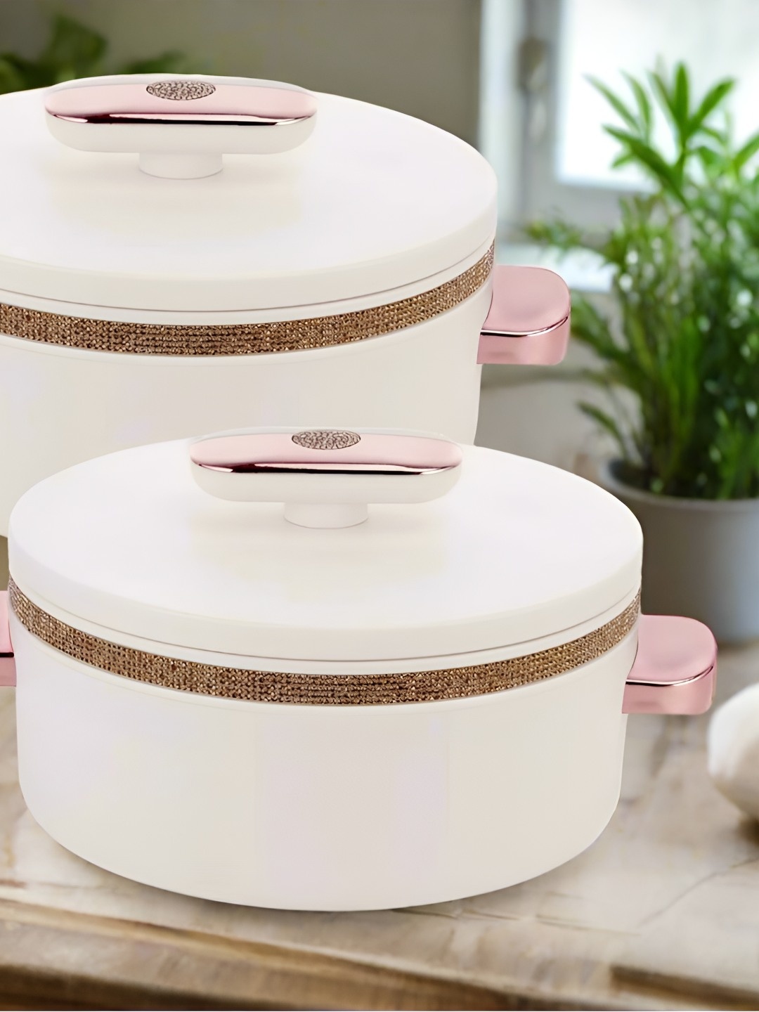 Nayasa Sapphire Set Of 2 White Insulated Stainless Steel Casserole 1.5L, Rose gold
Nayasa Sapphire Set Of 2 White Insulated Stainless Steel Casserole 1.5L, Rose gold