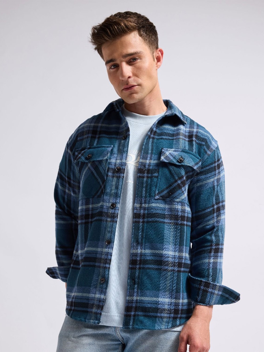 MISCHIEF MONKEY Men Classic Spread Collar Tartan Checked Cotton Boxy Casual Shirt, Blue
MISCHIEF MONKEY Men Classic Spread Collar Tartan Checked Cotton Boxy Casual Shirt, Blue