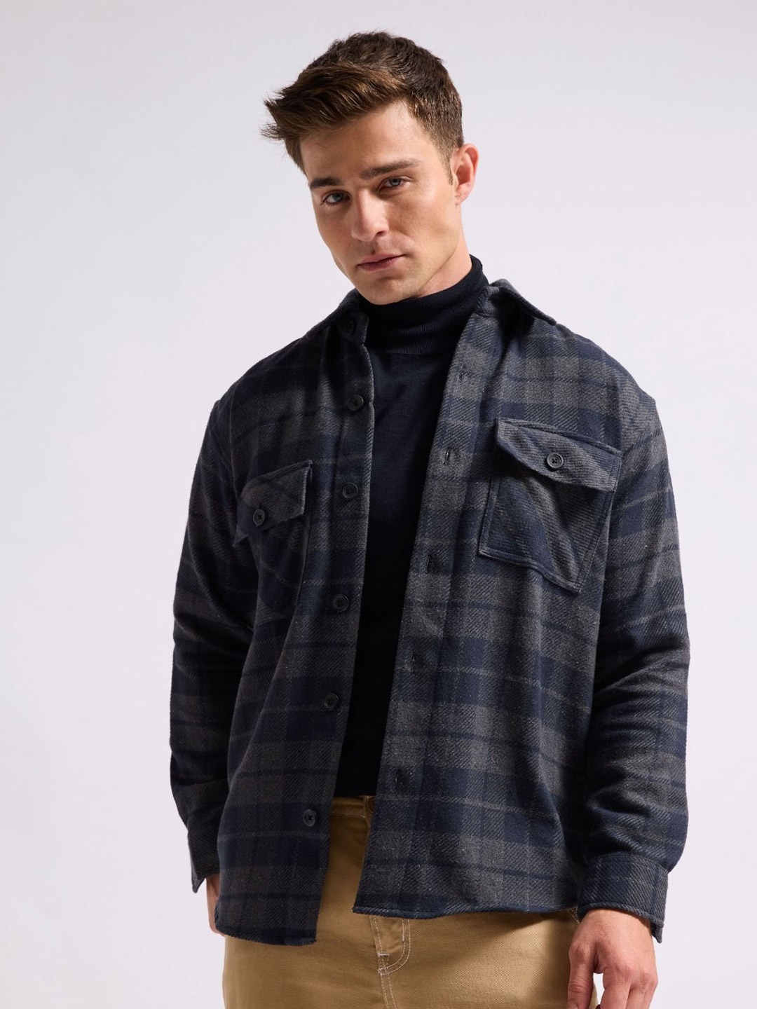 MISCHIEF MONKEY Men Classic Spread Collar Tartan Checked Cotton Boxy Casual Shirt, Navy blue
MISCHIEF MONKEY Men Classic Spread Collar Tartan Checked Cotton Boxy Casual Shirt, Navy blue