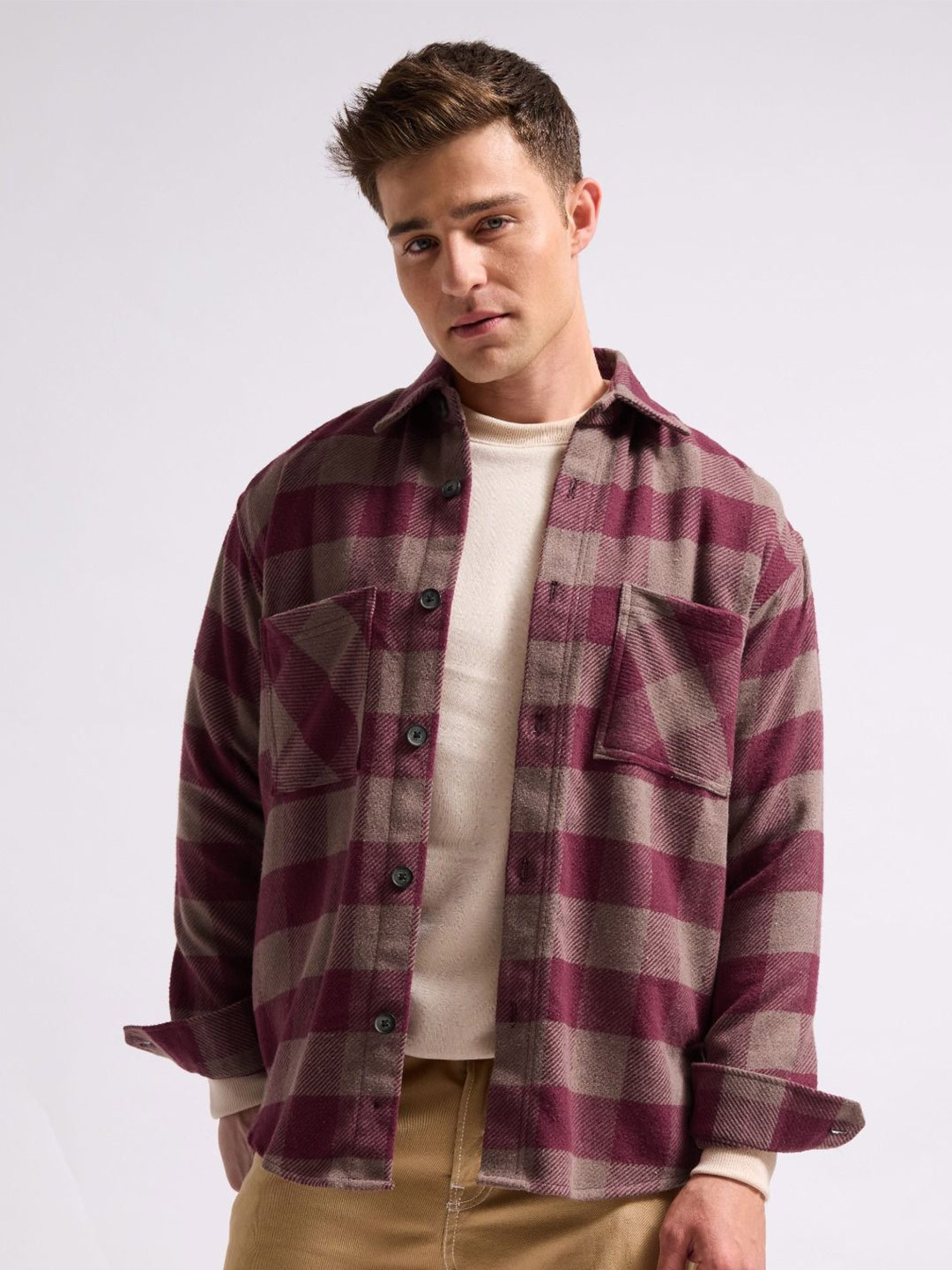 MISCHIEF MONKEY Men Classic Relaxed Fit Spread Collar Buffalo Checked Cotton Casual Shirt, Burgundy
MISCHIEF MONKEY Men Classic Relaxed Fit Spread Collar Buffalo Checked Cotton Casual Shirt, Burgundy