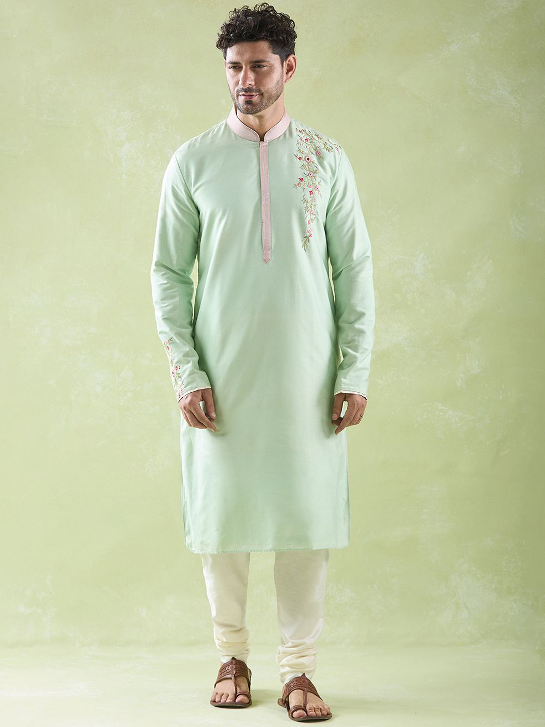 Arihant Rai Sinha Floral Embroidered Pure Silk Straight Kurta With Trousers, Green
Arihant Rai Sinha Floral Embroidered Pure Silk Straight Kurta With Trousers, Green