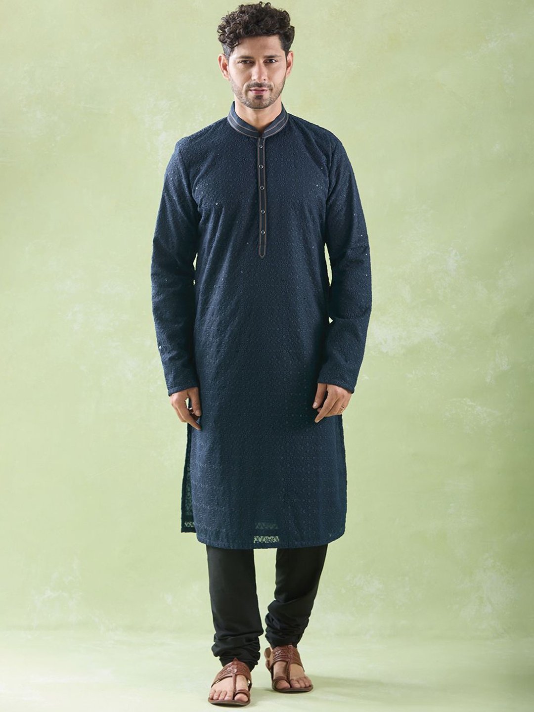 Arihant Rai Sinha Floral Embroidered Sequinned Georgette Kurta With Churidar, Blue
Arihant Rai Sinha Floral Embroidered Sequinned Georgette Kurta With Churidar, Blue