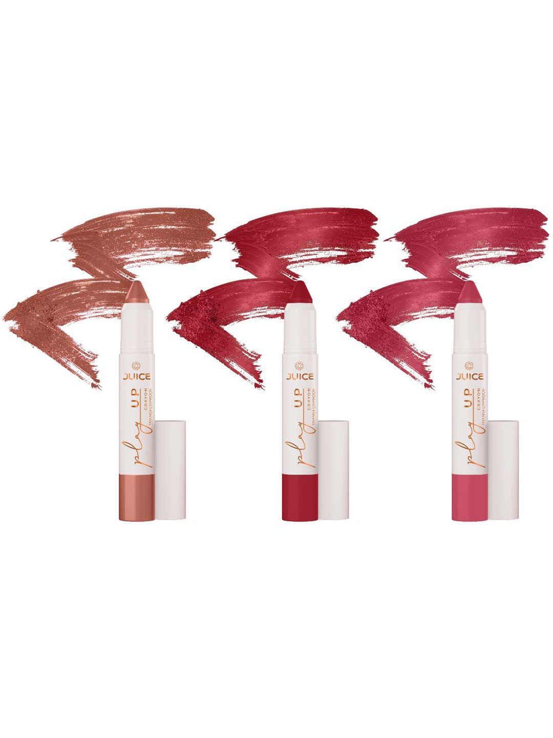 JUICE Set Of 3 Play Up Transfer Proof Lip Crayon Lipstick - 9 g Each - MCR01 MCR08 MCR06, Red
JUICE Set Of 3 Play Up Transfer Proof Lip Crayon Lipstick - 9 g Each - MCR01 MCR08 MCR06, Red