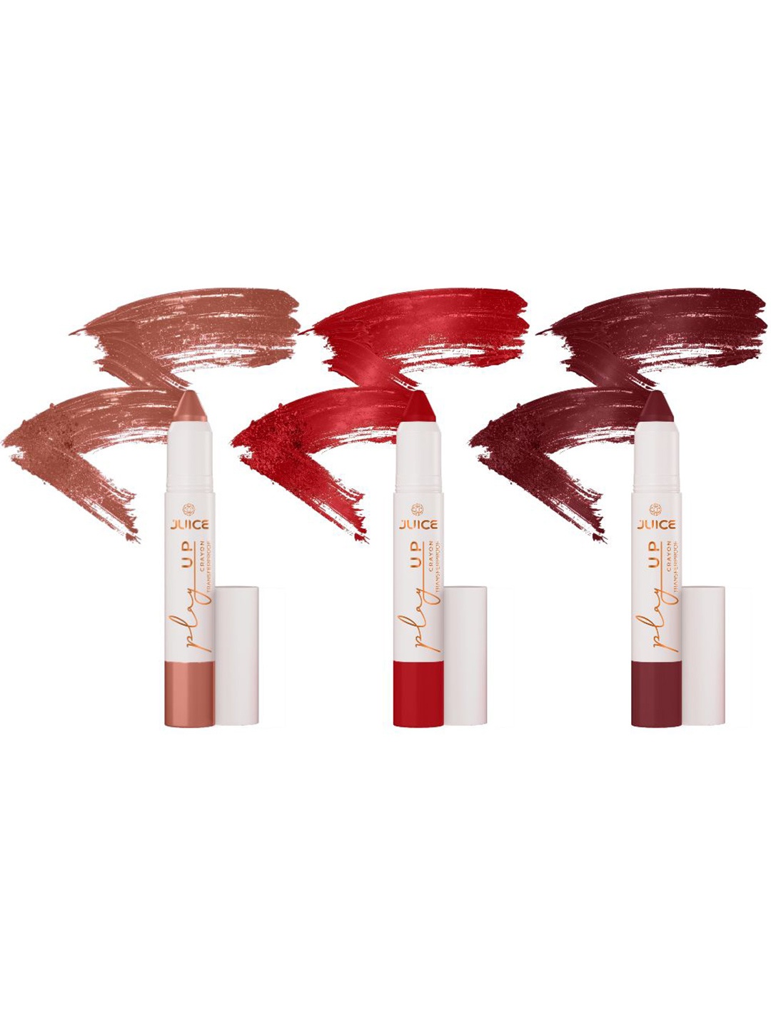 JUICE Set Of 3 Play Up Transfer Proof Lip Crayon Lipstick - 9 g Each - MCR01 MCR11 MCR12, Brown
JUICE Set Of 3 Play Up Transfer Proof Lip Crayon Lipstick - 9 g Each - MCR01 MCR11 MCR12, Brown