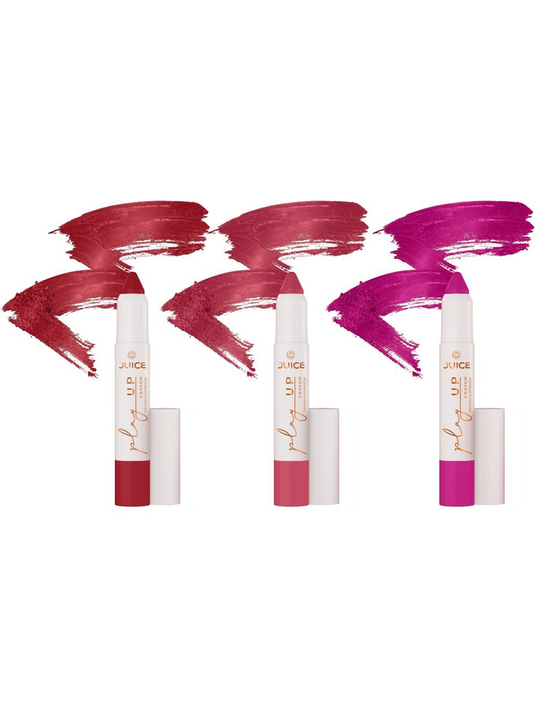 JUICE Set Of 3 Play Up Transfer Proof Lip Crayon Lipstick - 9 g Each - MCR06 MCR07 MCR08, Maroon
JUICE Set Of 3 Play Up Transfer Proof Lip Crayon Lipstick - 9 g Each - MCR06 MCR07 MCR08, Maroon