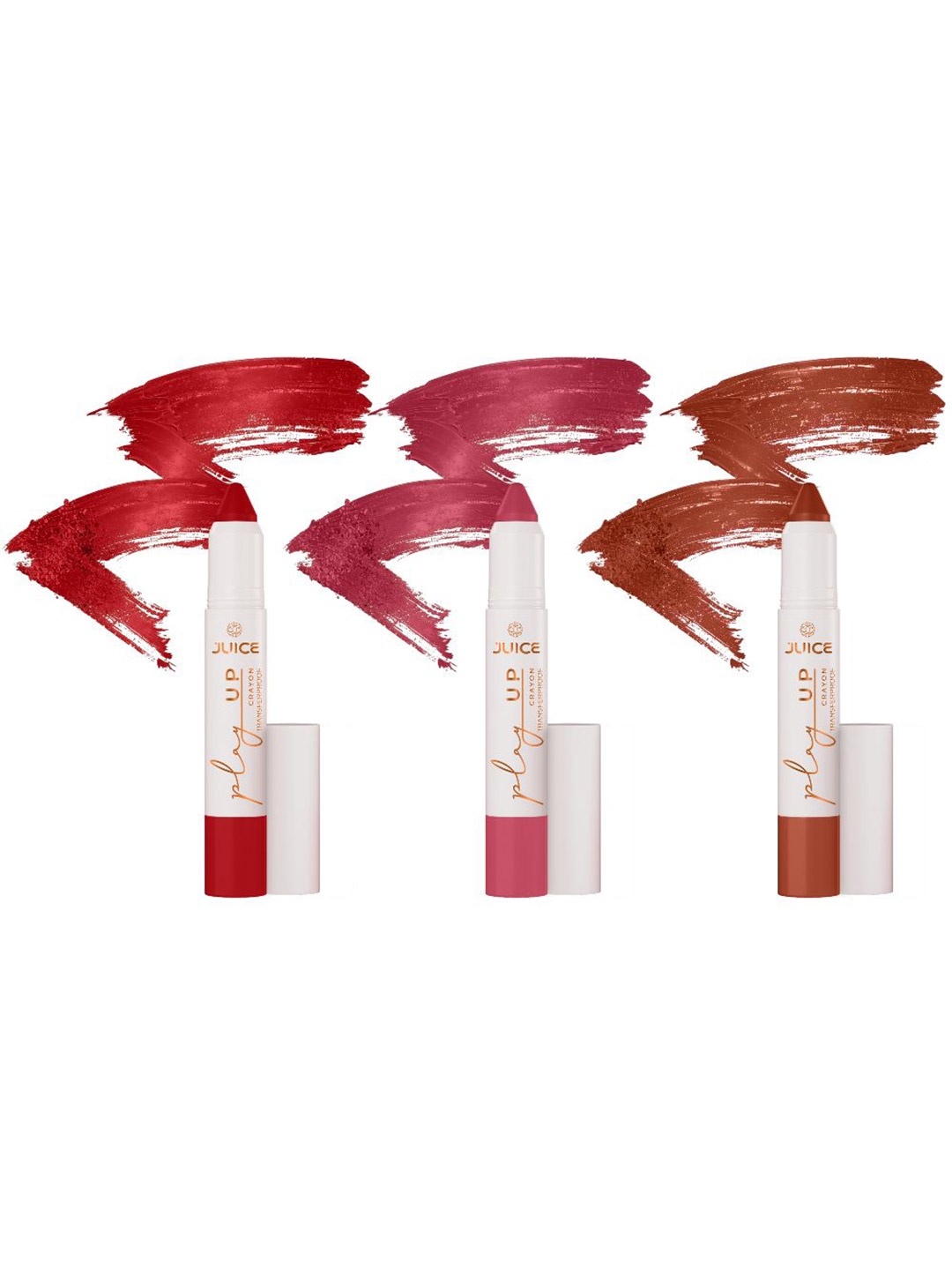 JUICE Play Up Set Of 3 Transfer Proof Lip Crayon - 9 g Each - MCR06 - MCR11 - MCR03, Red
JUICE Play Up Set Of 3 Transfer Proof Lip Crayon - 9 g Each - MCR06 - MCR11 - MCR03, Red
