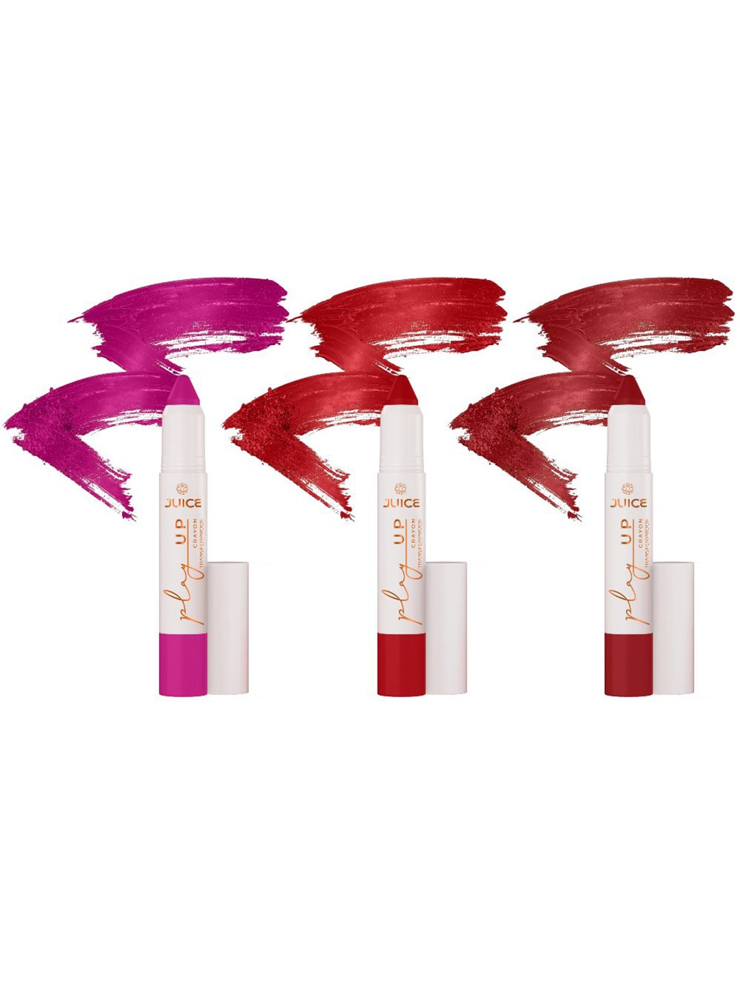 JUICE Play Up Set Of 3 Transfer Proof Lip Crayon - 9 g Each - MCR07 - MCR09 - MCR11, Pink
JUICE Play Up Set Of 3 Transfer Proof Lip Crayon - 9 g Each - MCR07 - MCR09 - MCR11, Pink
