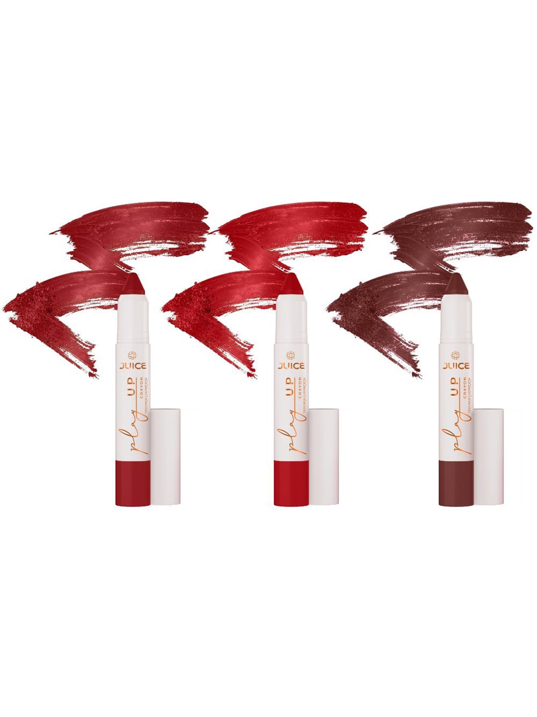 JUICE Play Up Set Of 3 Transfer Proof Lip Crayon - 9 g Each - MCR04 - MCR09 - MCR11, Maroon
JUICE Play Up Set Of 3 Transfer Proof Lip Crayon - 9 g Each - MCR04 - MCR09 - MCR11, Maroon