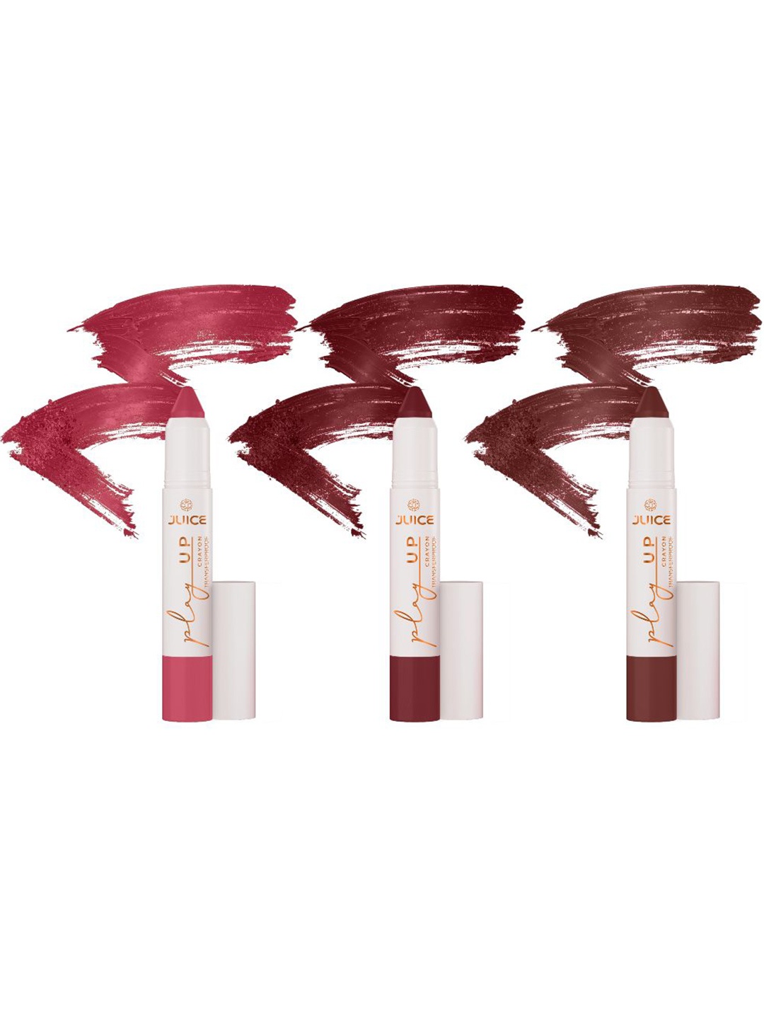 JUICE Set Of 3 Play Up Transfer Proof Lip Crayon Lipstick - 9 g Each - MCR04 MCR12 MCR06, Brown
JUICE Set Of 3 Play Up Transfer Proof Lip Crayon Lipstick - 9 g Each - MCR04 MCR12 MCR06, Brown