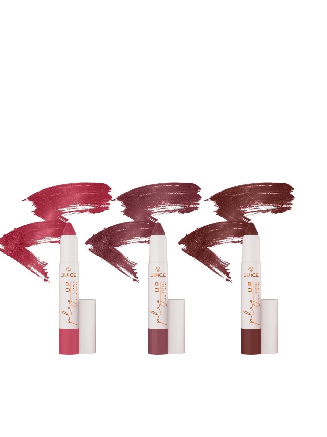 JUICE Set Of 3 Play Up Transfer Proof Lip Crayon Lipstick - 9 g Each - MCR04 MCR05 MCR06, Pink
JUICE Set Of 3 Play Up Transfer Proof Lip Crayon Lipstick - 9 g Each - MCR04 MCR05 MCR06, Pink