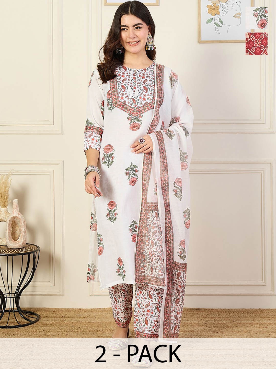 KALINI Women Ethnic Motifs Printed Regular Kurta with Trousers & With Dupatta, White
KALINI Women Ethnic Motifs Printed Regular Kurta with Trousers & With Dupatta, White