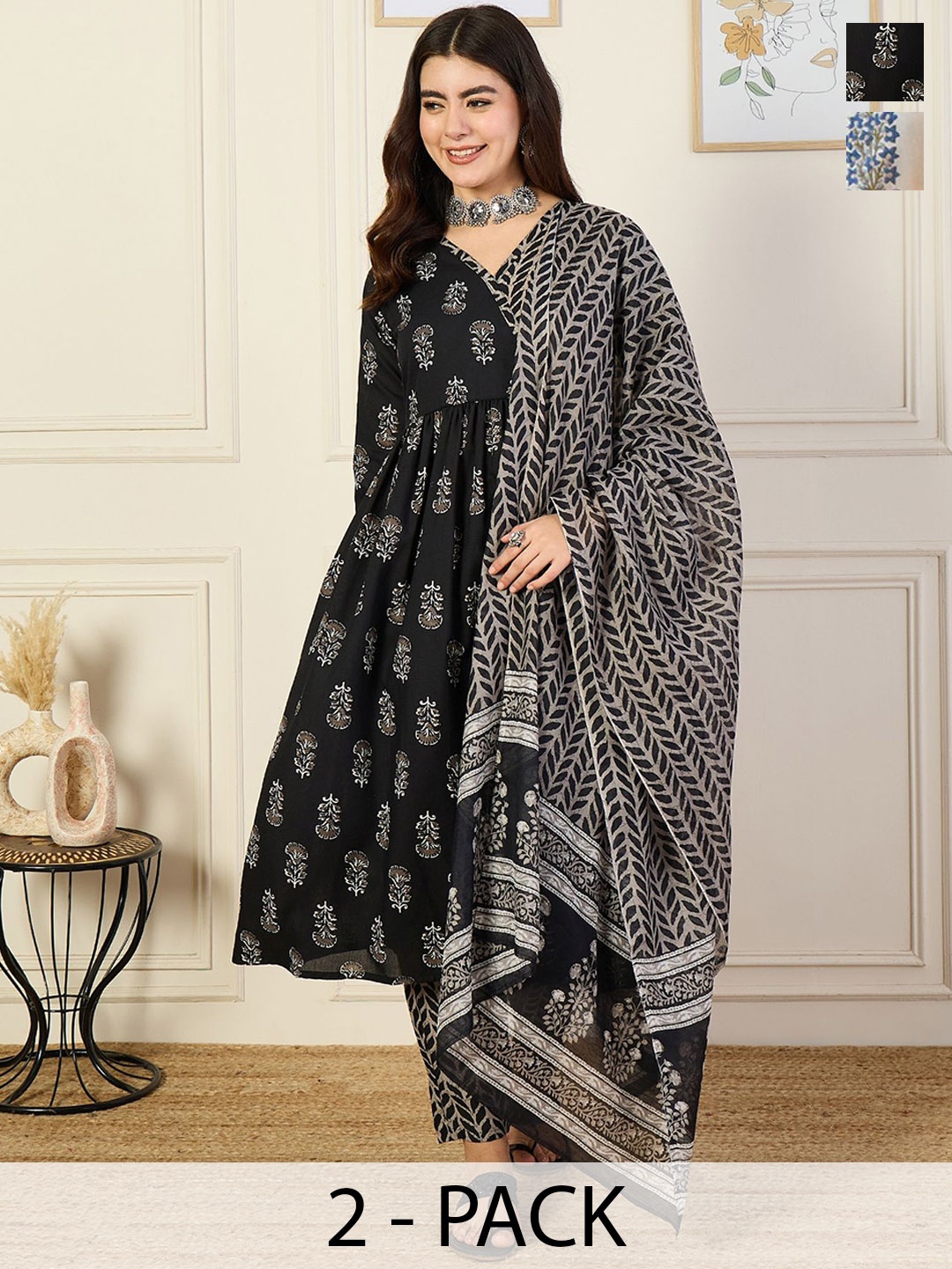 KALINI Women Ethnic Motifs Printed Regular Kurta with Trousers & With Dupatta, White
KALINI Women Ethnic Motifs Printed Regular Kurta with Trousers & With Dupatta, White