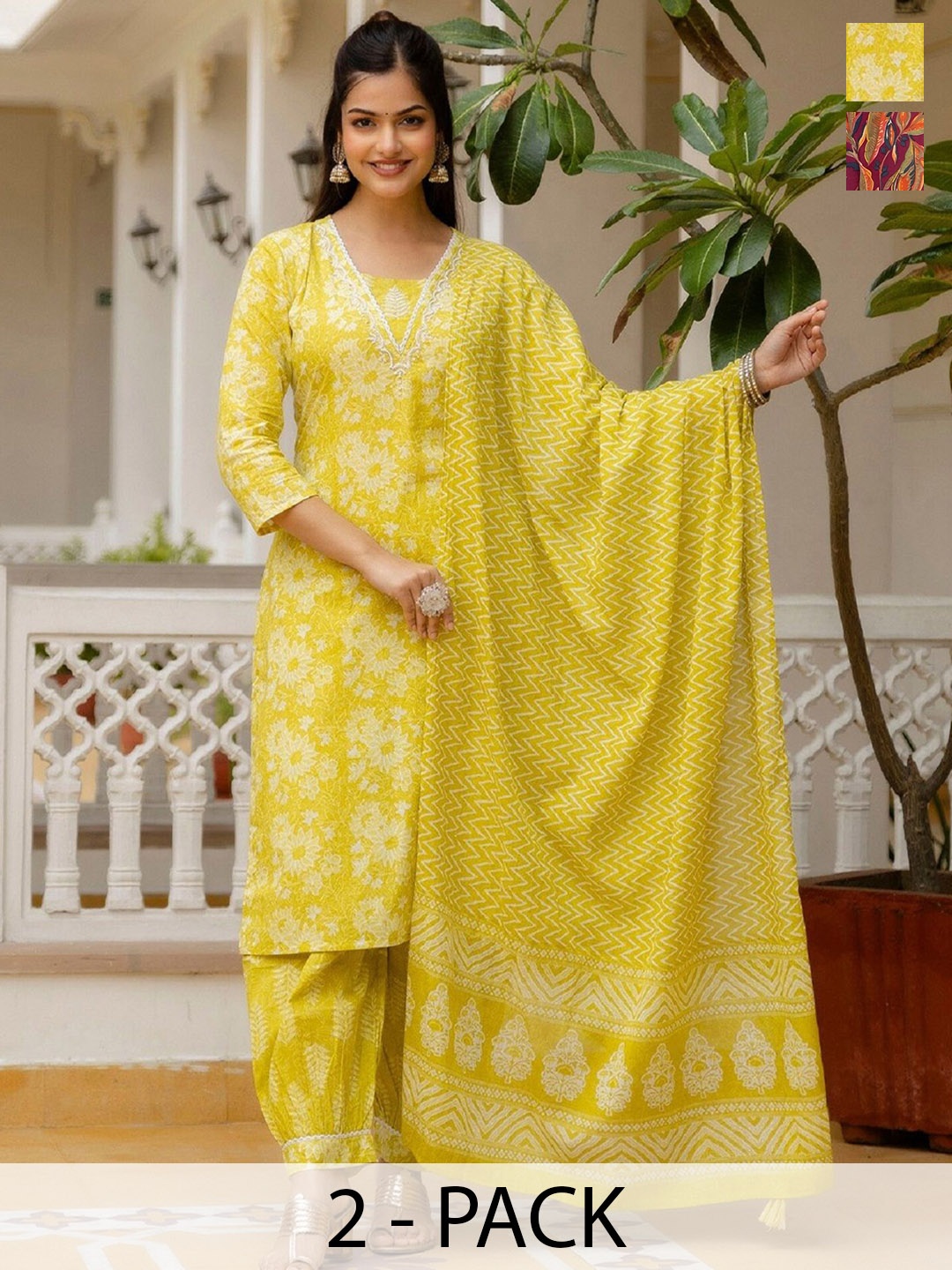 KALINI Women Ethnic Motifs Printed Regular Kurta with Trousers & With Dupatta, Yellow
KALINI Women Ethnic Motifs Printed Regular Kurta with Trousers & With Dupatta, Yellow