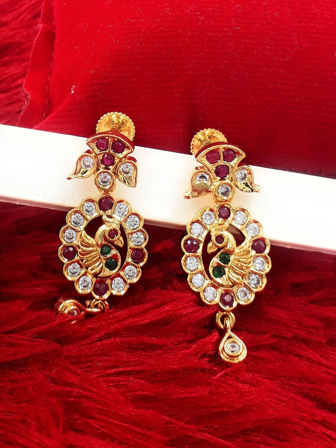 Anujeet Fashion Hub Gold-Plated American Diamond Stones Studded Contemporary Drop Earrings
Anujeet Fashion Hub Gold-Plated American Diamond Stones Studded Contemporary Drop Earrings