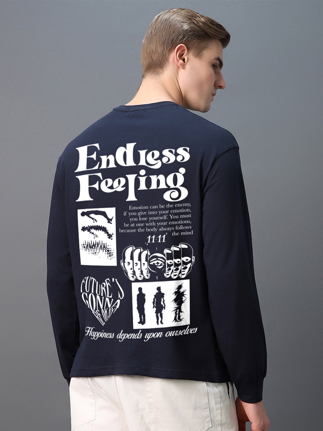 Bewakoof Men Graphic Printed Round Neck Pure Cotton Oversized T-shirt, Navy blue
Bewakoof Men Graphic Printed Round Neck Pure Cotton Oversized T-shirt, Navy blue