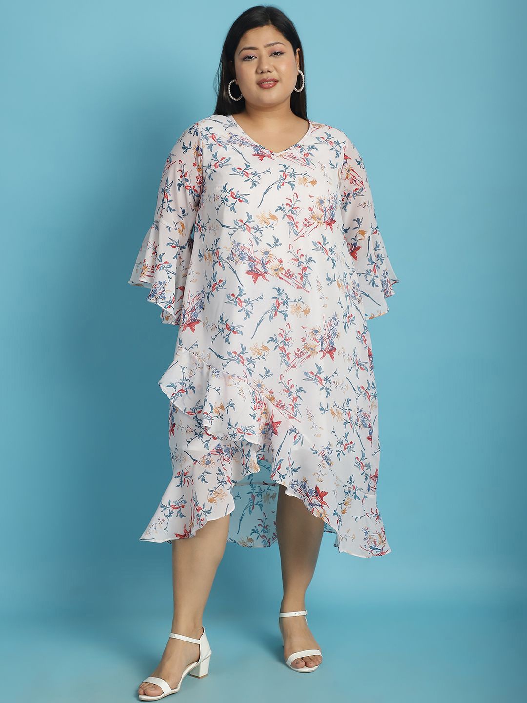 theRebelinme Women Floral Print Bell Sleeve Layered Georgette A-Line Midi Dress Plus Size, White
theRebelinme Women Floral Print Bell Sleeve Layered Georgette A-Line Midi Dress Plus Size, White