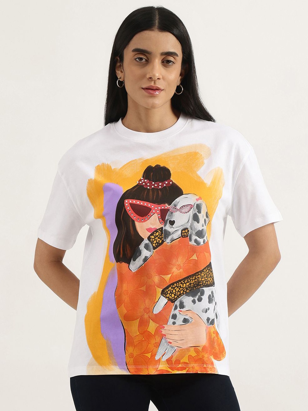 United Colors of Benetton Women Graphic Printed Round Neck Pure Cotton T-shirt, White
United Colors of Benetton Women Graphic Printed Round Neck Pure Cotton T-shirt, White