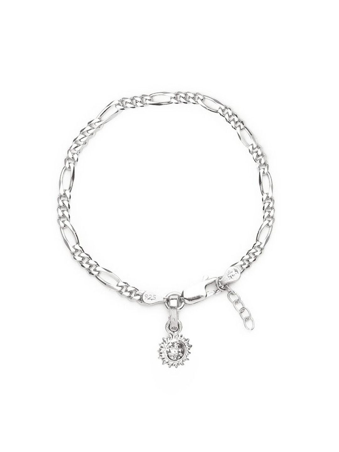 AKSHAT SAPPHIRE Stainless Steel Figaro Design Link Bracelet With Surya Symbol Pendant, Silver
AKSHAT SAPPHIRE Stainless Steel Figaro Design Link Bracelet With Surya Symbol Pendant, Silver