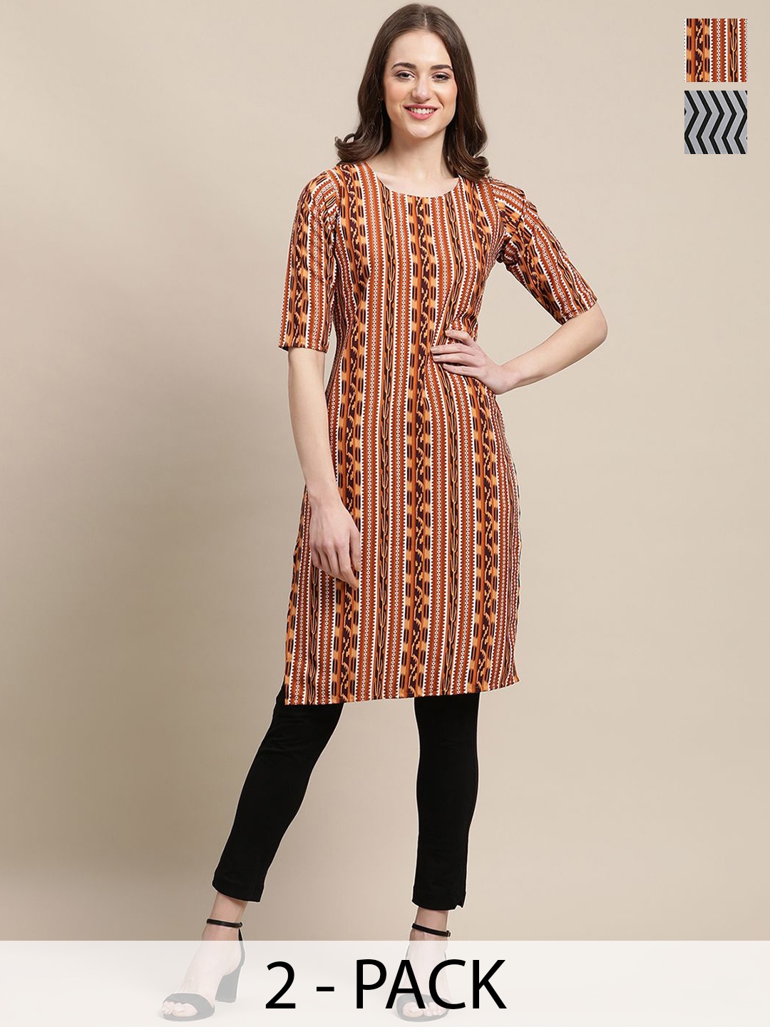 7Threads Selection Of 2 Geometric Printed Round Neck Regular Sleeves Straight Kurtas, Orange
7Threads Selection Of 2 Geometric Printed Round Neck Regular Sleeves Straight Kurtas, Orange