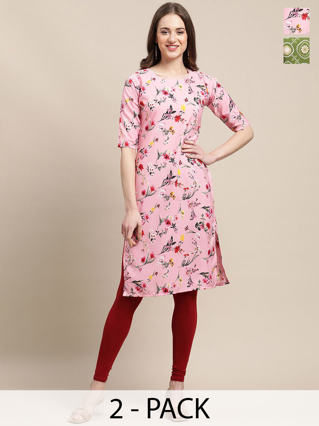 7Threads Selection of 2 Geometric & Floral Printed Straight Kurtas, Pink
7Threads Selection of 2 Geometric & Floral Printed Straight Kurtas, Pink