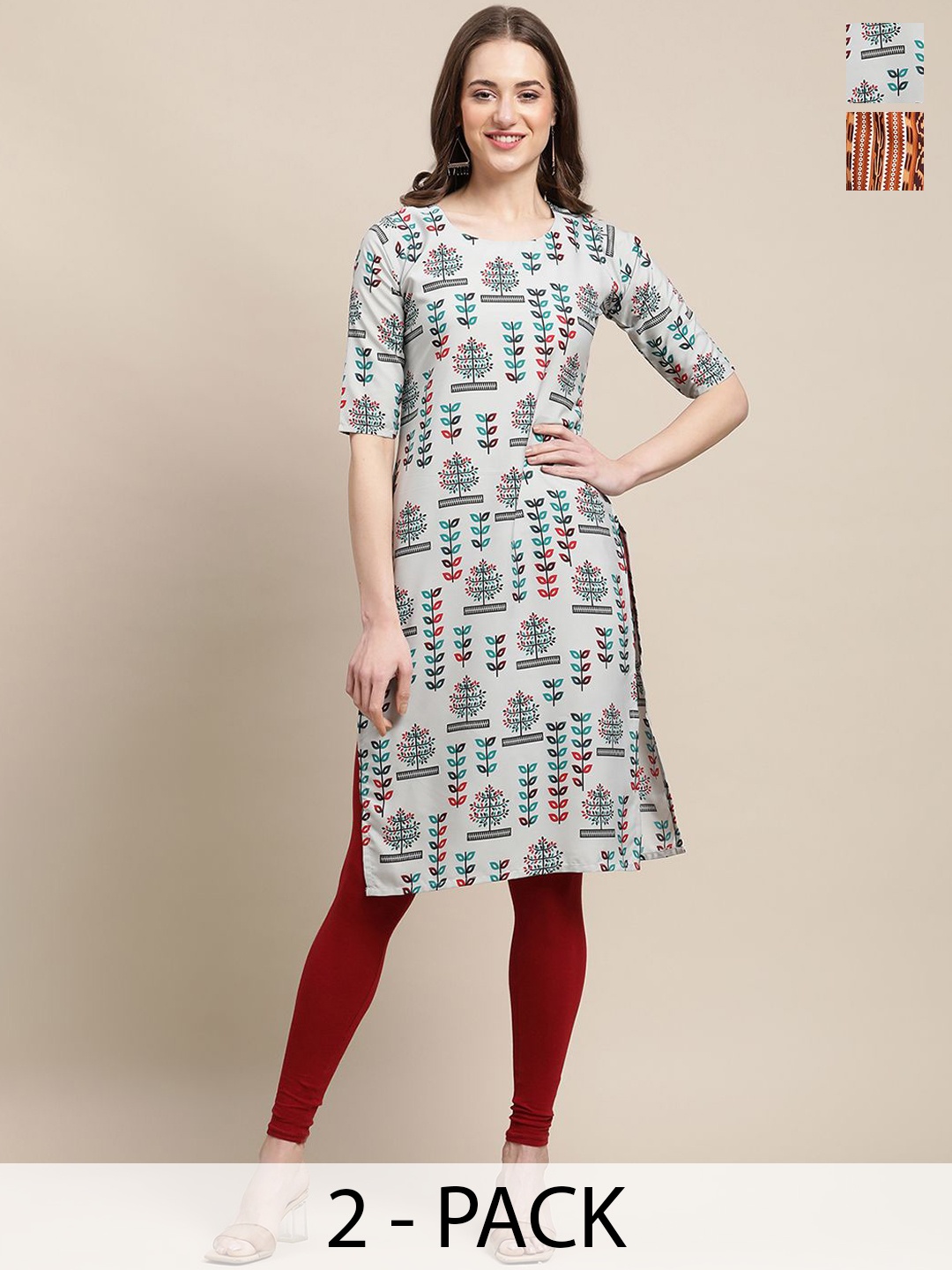 7Threads Set Of 2 Floral Printed Round Neck Regular Sleeves Machine Weave Straight Kurta, Green
7Threads Set Of 2 Floral Printed Round Neck Regular Sleeves Machine Weave Straight Kurta, Green