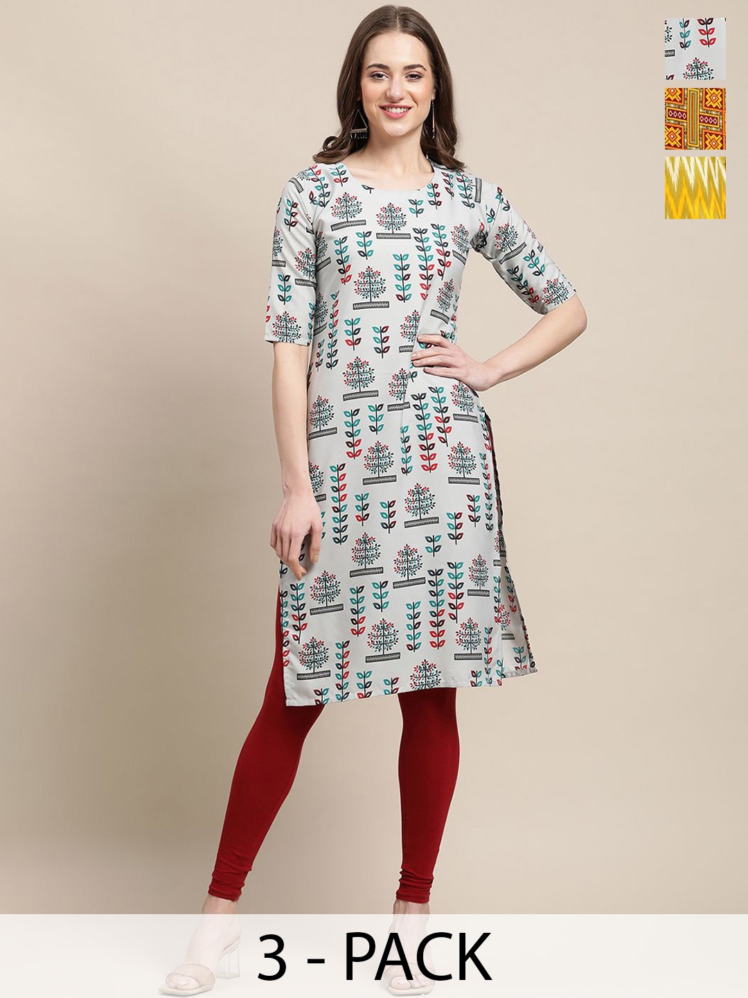 7Threads Selection Of 3 Ethnic Motifs Printed Round Neck Straight Crepe Kurtas, Green
7Threads Selection Of 3 Ethnic Motifs Printed Round Neck Straight Crepe Kurtas, Green