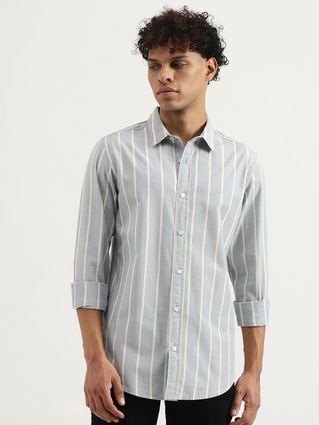 United Colors of Benetton Men Spread Collar Vertical Striped Cotton Casual Shirt, Grey
United Colors of Benetton Men Spread Collar Vertical Striped Cotton Casual Shirt, Grey