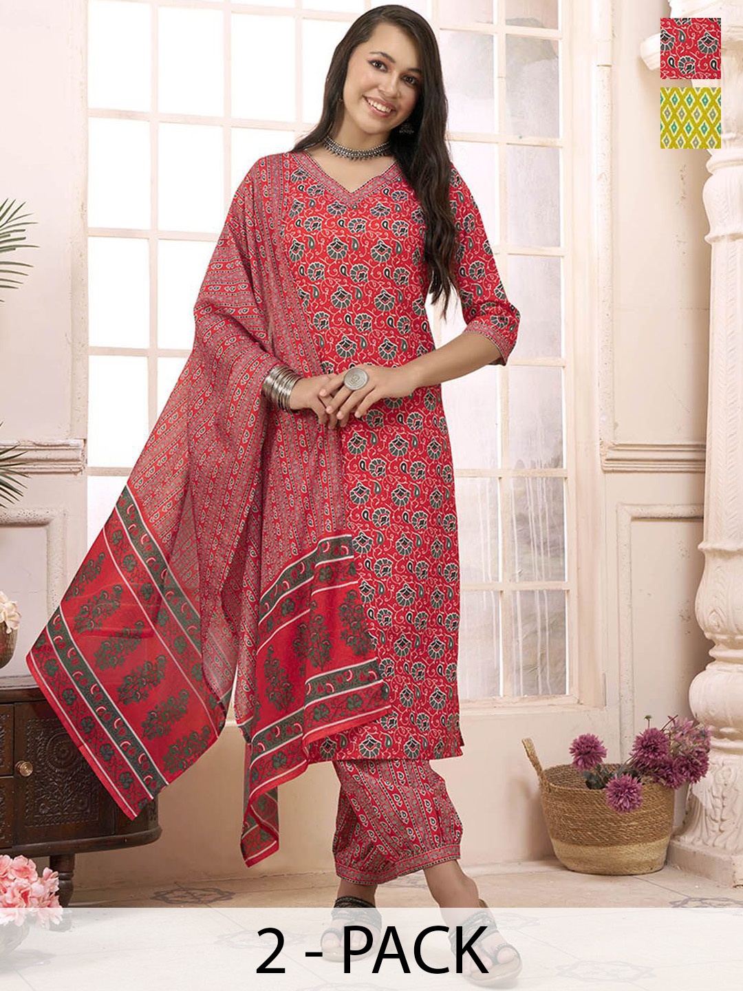 Anouk Rustic Selection Of 2 Floral Printed Straight Kurta With Trousers & Dupatta, Maroon
Anouk Rustic Selection Of 2 Floral Printed Straight Kurta With Trousers & Dupatta, Maroon