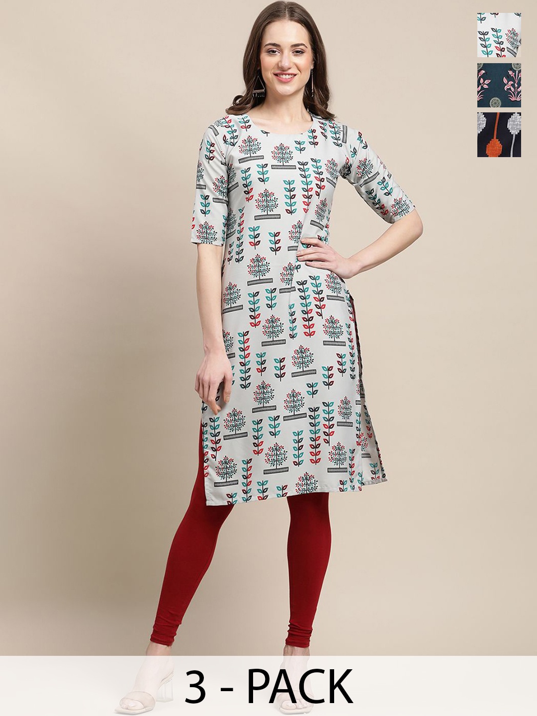 7Threads Set Of 3 Floral Printed Round Neck Regular Sleeves Machine Weave Straight Kurta, Green
7Threads Set Of 3 Floral Printed Round Neck Regular Sleeves Machine Weave Straight Kurta, Green