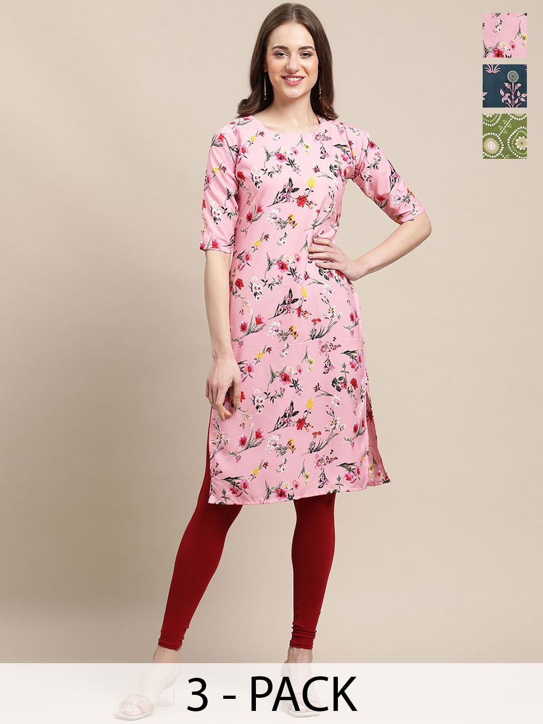 7Threads Set Of 3 Floral Printed Round Neck Regular Sleeves Machine Weave Straight Kurta, Pink
7Threads Set Of 3 Floral Printed Round Neck Regular Sleeves Machine Weave Straight Kurta, Pink