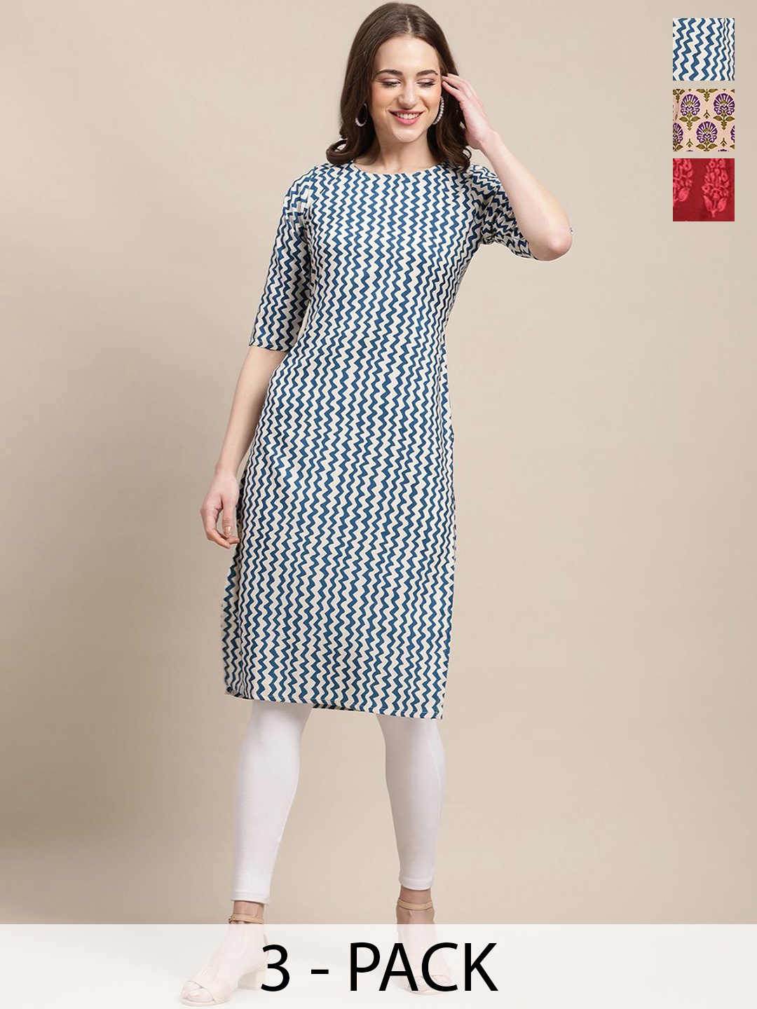 7Threads Selection of 3 Ethnic Motifs Printed Round Neck Crepe Straight Kurtas, Blue
7Threads Selection of 3 Ethnic Motifs Printed Round Neck Crepe Straight Kurtas, Blue