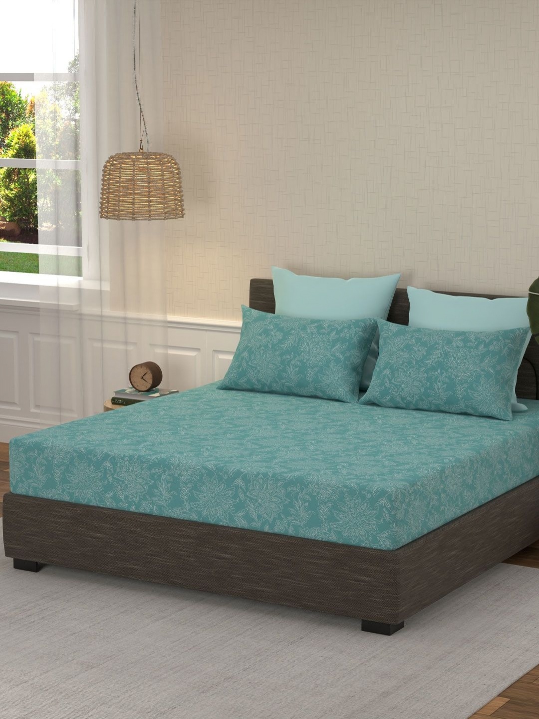 MYTRIDENT Blue & White Floral 144 TC Cotton Super King Bedsheet Set- 2.74 m x 2.74 m
MYTRIDENT Blue & White Floral 144 TC Cotton Super King Bedsheet Set- 2.74 m x 2.74 m