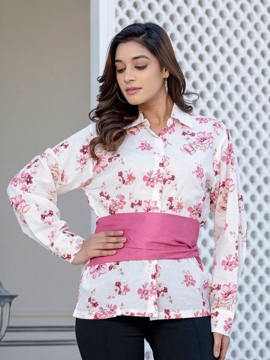 SAADGEE Women Comfort Relaxed Fit Pure Cotton Floral Printed Shirt With Bow Casual Shirt, White
SAADGEE Women Comfort Relaxed Fit Pure Cotton Floral Printed Shirt With Bow Casual Shirt, White