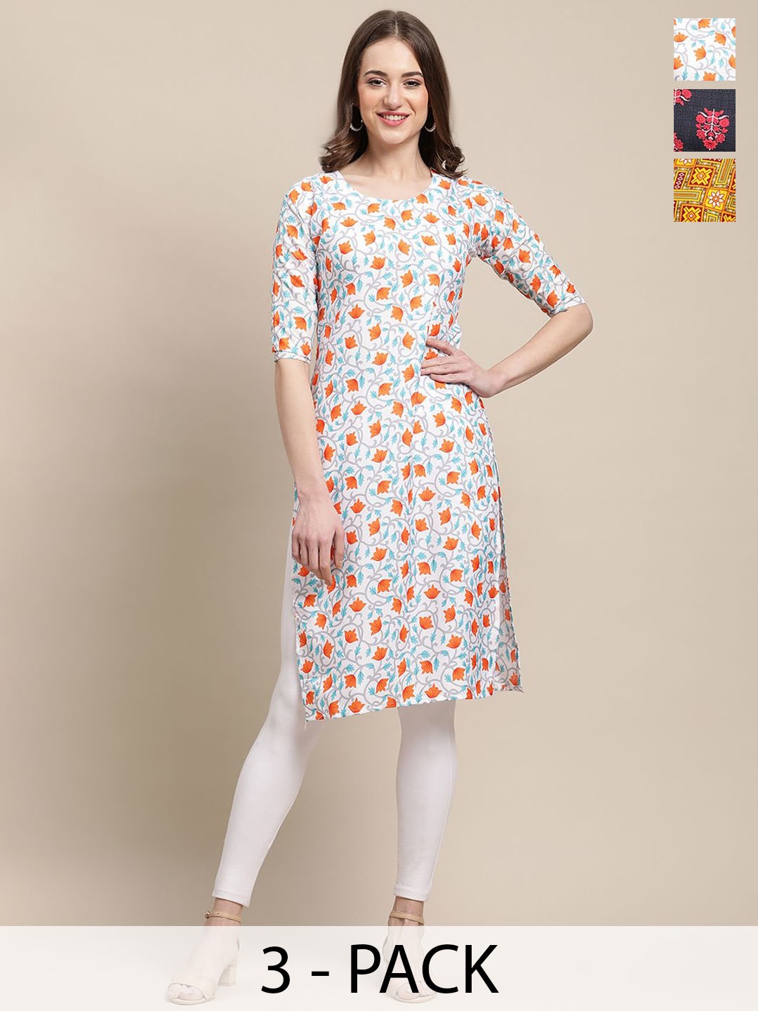 7Threads Selection of 3 Floral & Ethnic Motifs Printed Round Neck Straight Kurtas, Blue
7Threads Selection of 3 Floral & Ethnic Motifs Printed Round Neck Straight Kurtas, Blue