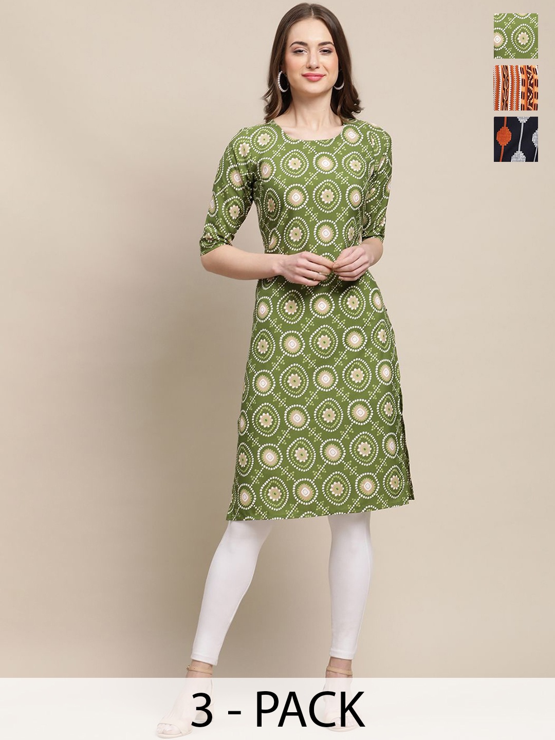 7Threads Set Of 3 Ethnic Motifs Printed Round Neck Machine Weave Straight Kurta, Green
7Threads Set Of 3 Ethnic Motifs Printed Round Neck Machine Weave Straight Kurta, Green
