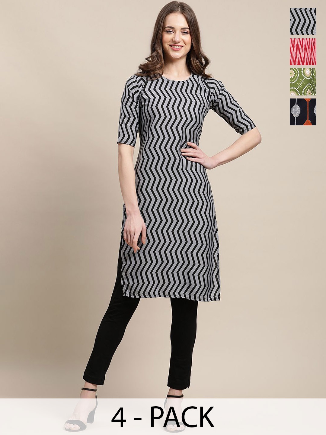 7Threads Selection Of 4 Ethnic Motifs Printed Round Neck Crepe Straight Kurta, Grey
7Threads Selection Of 4 Ethnic Motifs Printed Round Neck Crepe Straight Kurta, Grey