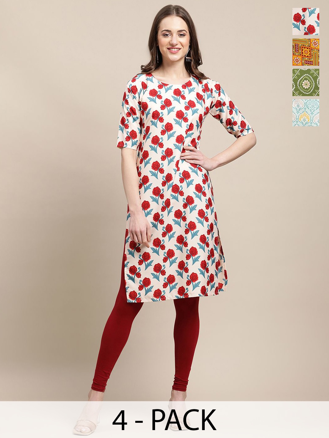 7Threads Selection Of 4 Ethnic Motifs Printed Round Neck Straight Crepe Kurtas, White
7Threads Selection Of 4 Ethnic Motifs Printed Round Neck Straight Crepe Kurtas, White