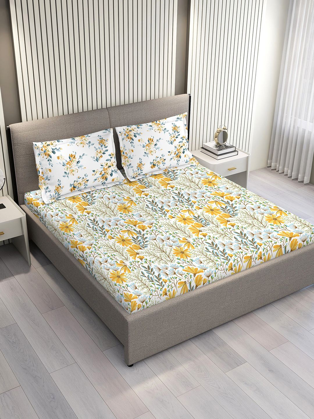 Layers Illuminating Homes Floral 150 TC Pure Cotton Queen Bedsheet Set-2.54 m x 2.24 m, Yellow
Layers Illuminating Homes Floral 150 TC Pure Cotton Queen Bedsheet Set-2.54 m x 2.24 m, Yellow