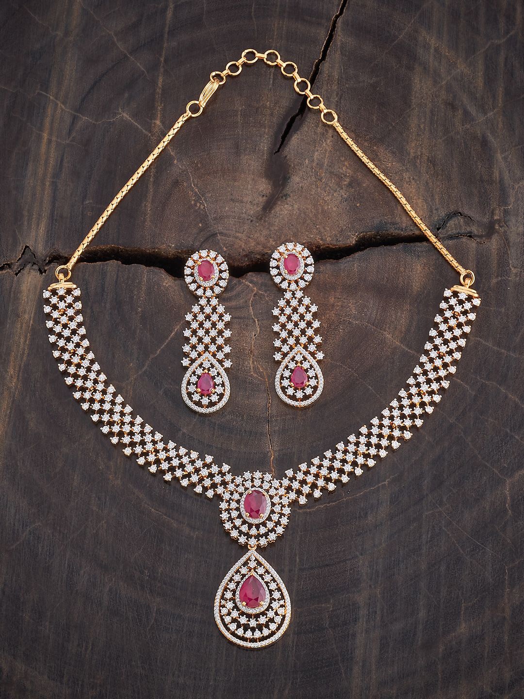 Kushal's Fashion Jewellery Rhodium-Plated Cubic Zirconia Studded Jewellery Set, Gold
Kushal's Fashion Jewellery Rhodium-Plated Cubic Zirconia Studded Jewellery Set, Gold