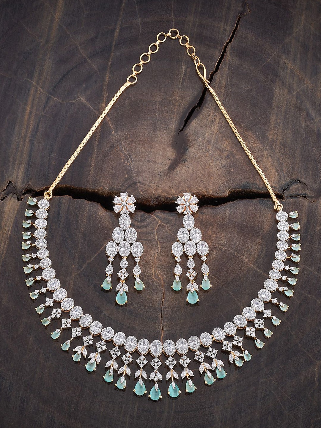 Kushal's Fashion Jewellery Rhodium-Plated Cubic Zirconia Studded Jewellery Set, Gold
Kushal's Fashion Jewellery Rhodium-Plated Cubic Zirconia Studded Jewellery Set, Gold