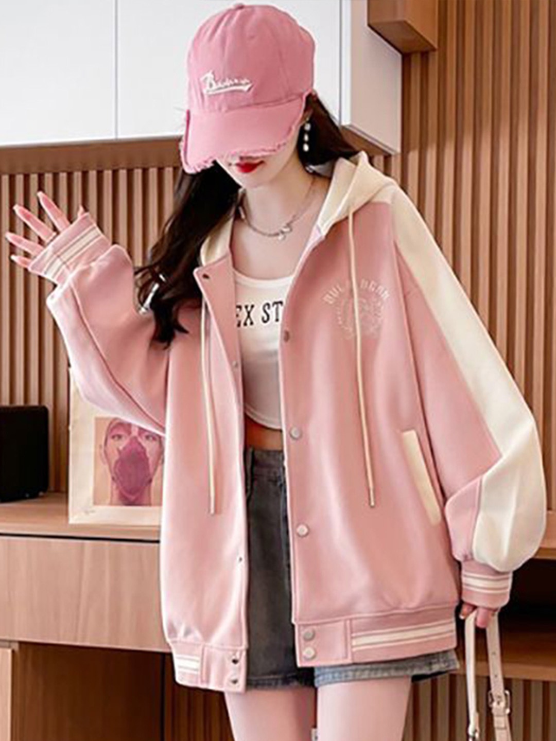 StyleCast x Revolte Women Hooded Colourblocked Cotton Casual Varsity Insulator Jacket, Pink
StyleCast x Revolte Women Hooded Colourblocked Cotton Casual Varsity Insulator Jacket, Pink